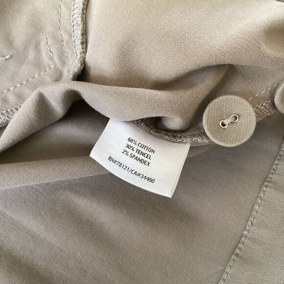 Eileen Fisher Womens Khaki Jacket Sz L 3 Button Stretch Lightweight - Picture 10 of 10